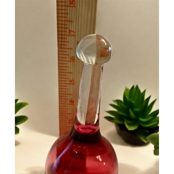 Pilgrim Cranberry Glass Bell, 7.5" – Clear Handle, No Clapper - Picture 5 of 5